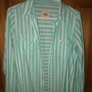 Hollister Mint Green Button Up Shirt